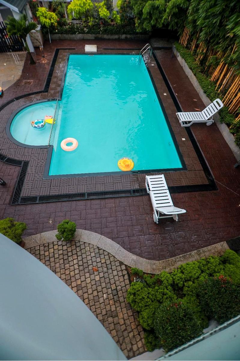 Aerial view of the private pool with wading section